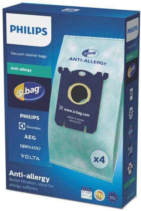 Philips S bag Anti allergie Stofzuigerzakken Fc8022/04 4 Stuks