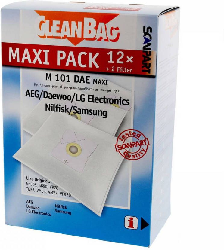 Scanpart CleanBag Maxipack stofzuigerzakken M 101 DAE MAX (12 stuks)
