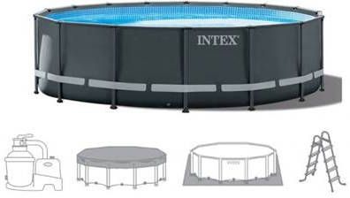 Intex Opzetzwembad Met Accessoires Ultra Xtr Frame 488 X 122 Cm Antraciet