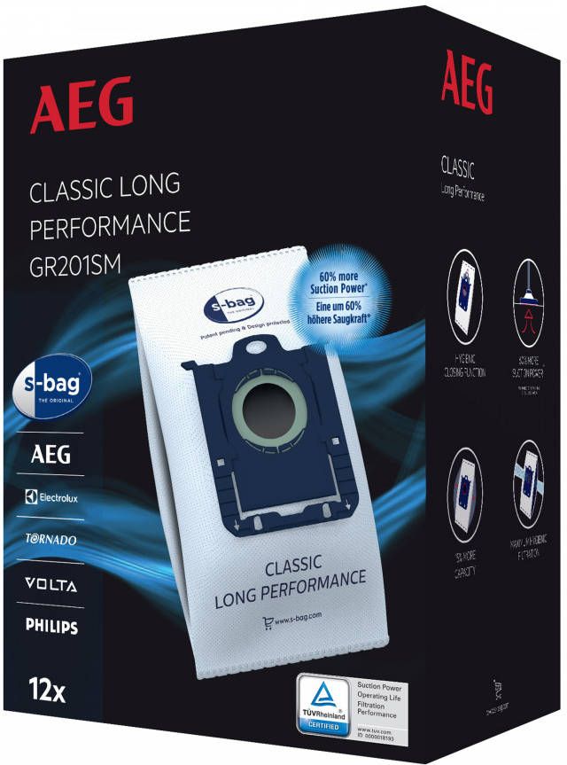 AEG Stofzuigerzakken S bag Classic Long Performance 12 Stuks Gr201sm