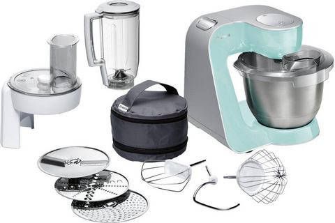 BOSCH Keukenmachine CreationLine MUM58020 veelzijdig te gebruiken, mixer, continu rasp en snijapparaat, 3 raspschijven, turquoise/zilver