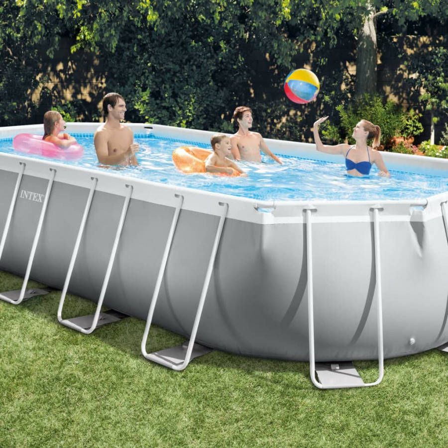 Intex Opzetzwembad Met Accessoires Prism Oval Frame 610 X 305 X 122 Cm Grijs