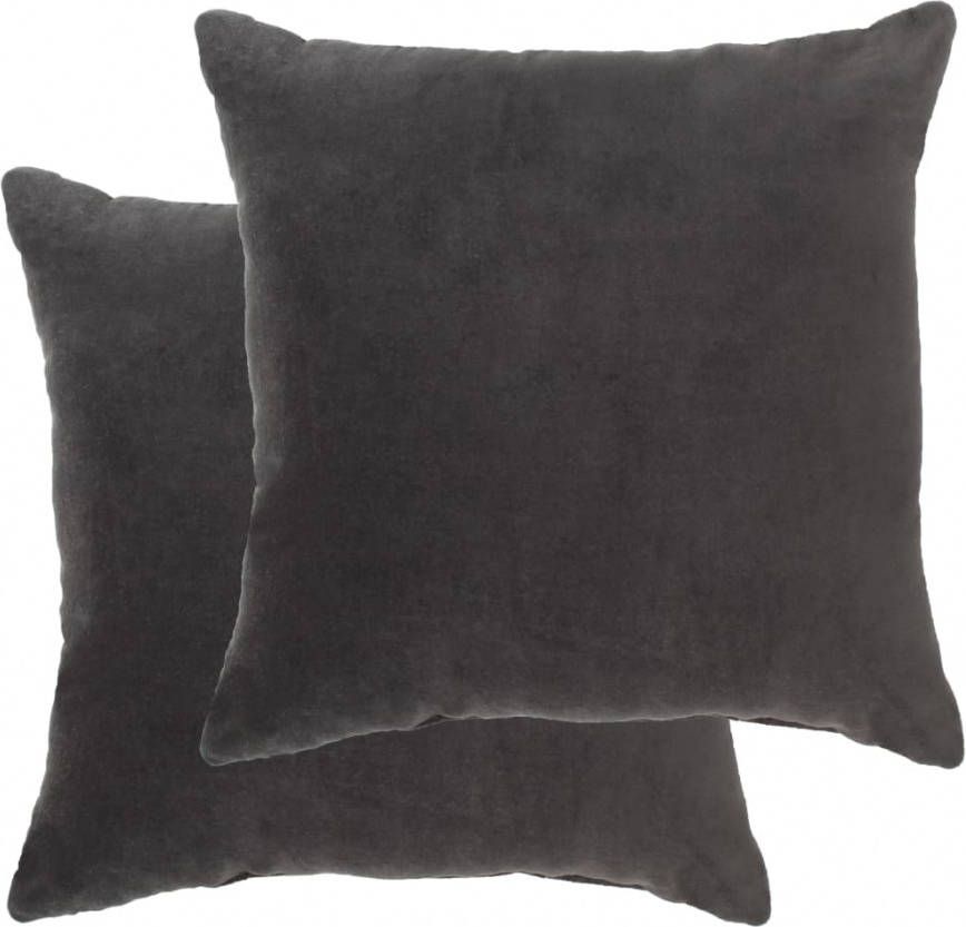 VIDAXL Kussens 2 st 45x45 cm katoenfluweel antraciet