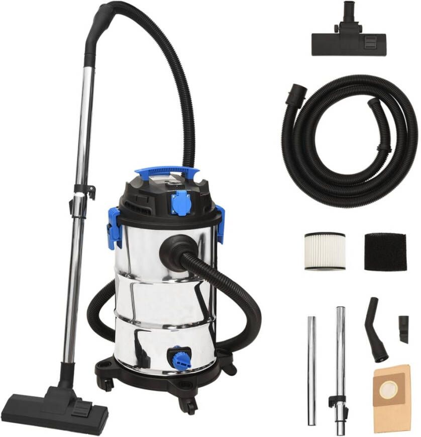 VIDAXL Nat en droogzuiger 1200 W 30 L zilverkleurig