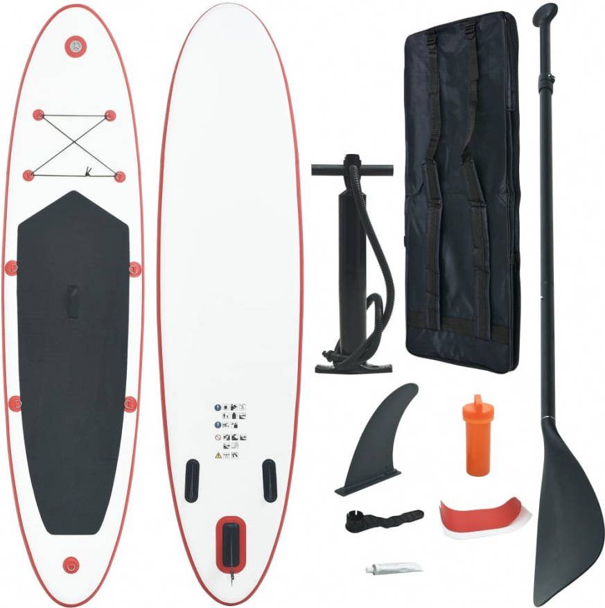 VidaXL Stand Up Paddle Board Opblaasbaar Met Accessoires Rood En Wit